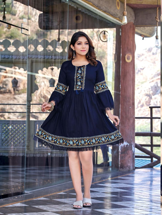 Ossm Cherry Party Wear Wholesale Embroidery Kurtis
